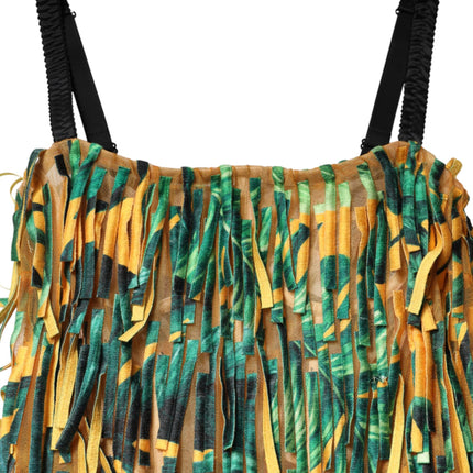 Dolce & Gabbana Multicolor Tropical Print Fringe Maxi Dress