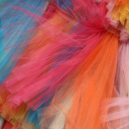 Dolce & Gabbana Multicolor Nylon Tiered Tulle Midi Dress
