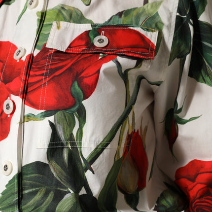 Dolce & Gabbana White Floral Print Cotton Jumpsuit Dress
