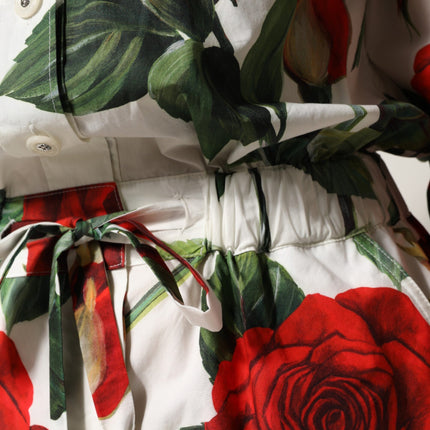 Dolce & Gabbana White Floral Print Cotton Jumpsuit Dress