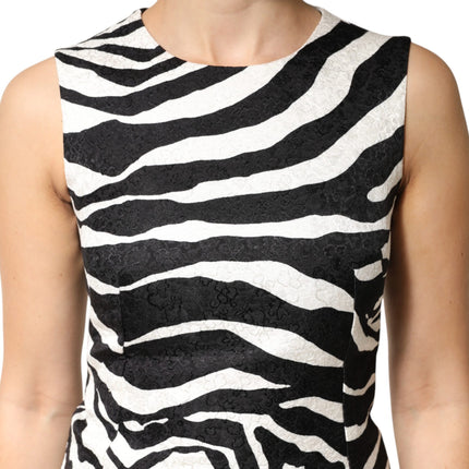 Dolce & Gabbana Black White Zebra Sleeveless A-line Dress