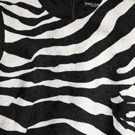 Dolce & Gabbana Black White Zebra Sleeveless A-line Dress