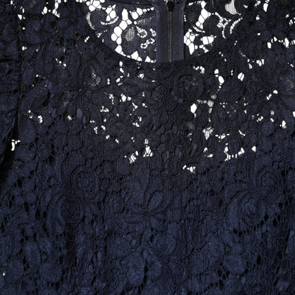 Dolce & Gabbana Blue Lace Ruffle A-line Knee Length Dress