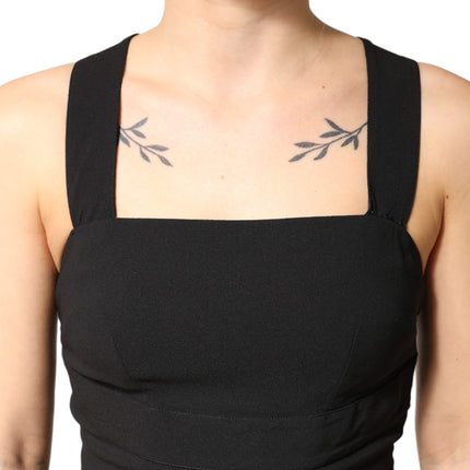 Dolce & Gabbana Black Square Neck Sleeveless Midi Dress