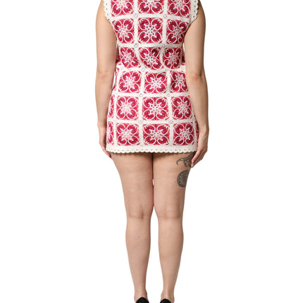 Dolce & Gabbana Multicolor Brick Stitched Crochet Mini Dress