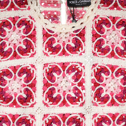 Dolce & Gabbana Multicolor Brick Stitched Crochet Mini Dress