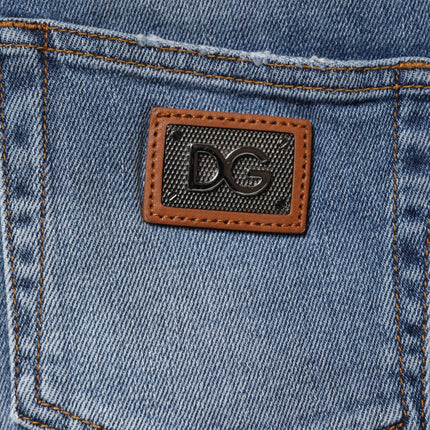 Dolce & Gabbana Blue Washed Cotton Skinny Denim Trouser Jeans