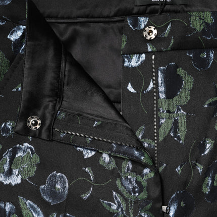Dolce & Gabbana BlueGreen Floral Metallic Slim Trouser Pants