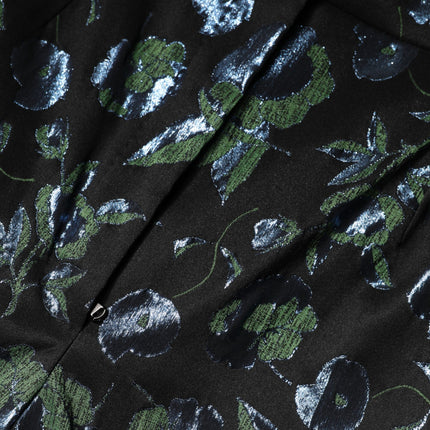 Dolce & Gabbana BlueGreen Floral Metallic Slim Trouser Pants