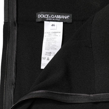 Dolce & Gabbana Black Wool High Waist Pencil Cut Midi Skirt