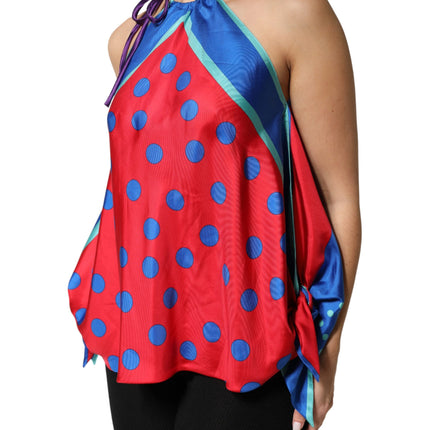 Dolce & Gabbana Multicolor Polka Dot Tie Halter Blouse  Top