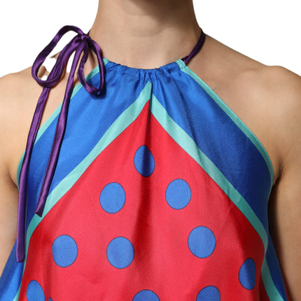 Dolce & Gabbana Multicolor Polka Dot Tie Halter Blouse  Top