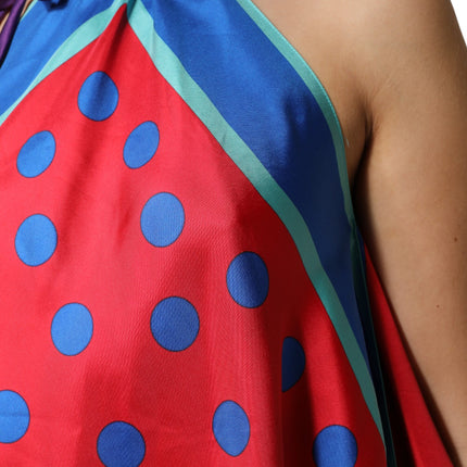 Dolce & Gabbana Multicolor Polka Dot Tie Halter Blouse  Top