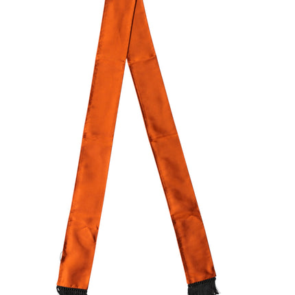 Dolce & Gabbana Orange Silk Fringes Neck Wrap Foulard Scarf