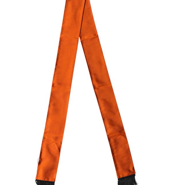 Dolce & Gabbana Orange Silk Fringes Neck Wrap Foulard Scarf