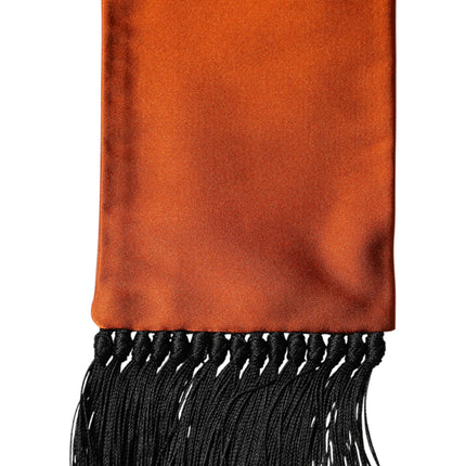 Dolce & Gabbana Orange Silk Fringes Neck Wrap Foulard Scarf