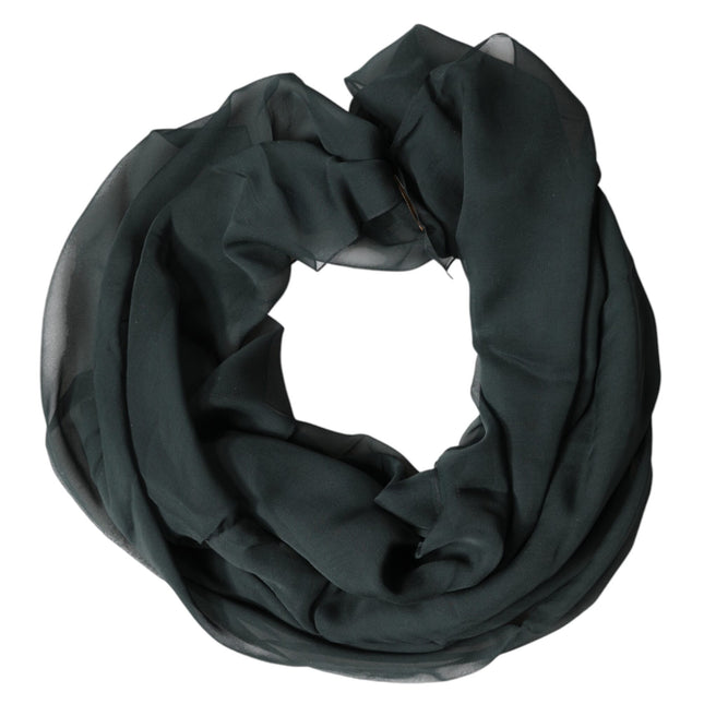 Dolce & Gabbana Dark Green Silk Neck Wrap Foulard  Scarf