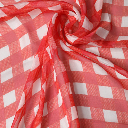 Dolce & Gabbana Red Checkered Stole Neck Wrap Shawl Scarf
