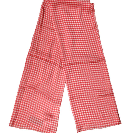 Dolce & Gabbana Red Checkered Silk Neck Wrap Shawl Scarf