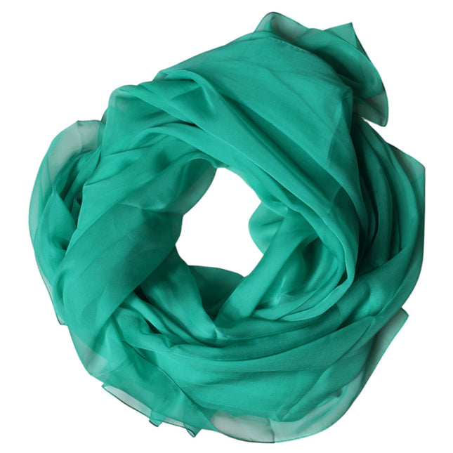 Dolce & Gabbana Green Stole Silk Neck Wrap Shawl Scarf