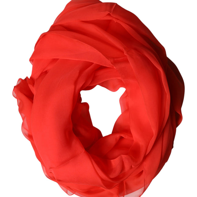 Dolce & Gabbana Red Stole Silk Neck Wrap Shawl Scarf