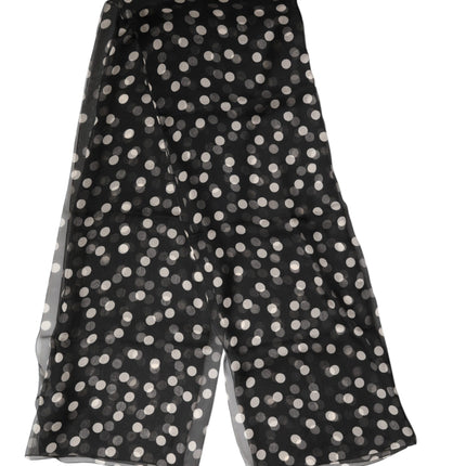 Dolce & Gabbana Black Polka Dot Silk Neck Wrap Shawl 205cm x 137cm Scarf