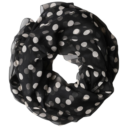 Dolce & Gabbana Black Polka Dot Silk Neck Wrap Shawl 205cm x 137cm Scarf