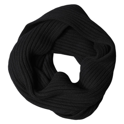 Dolce & Gabbana Black Cashmere Knit Neck Wrap Shawl 202cm x 26cm  Scarf