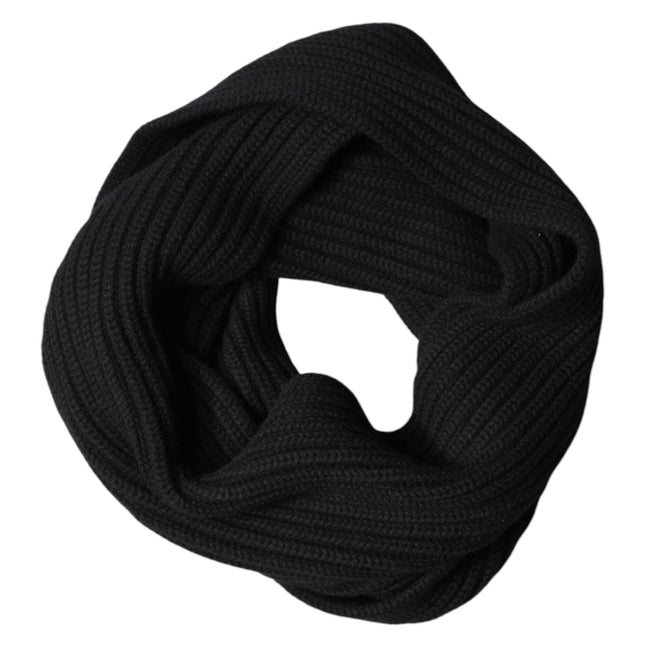 Dolce & Gabbana Black Cashmere Knit Neck Wrap Shawl 202cm x 26cm  Scarf