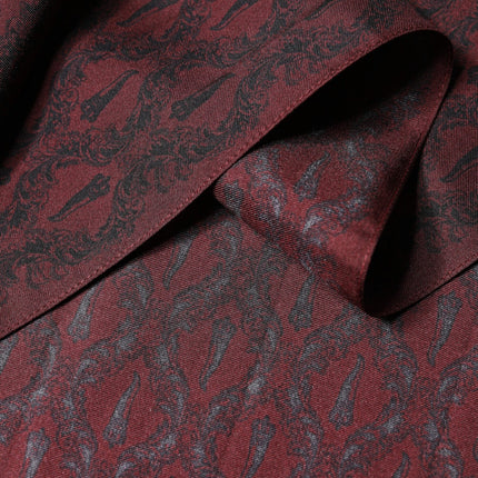 Dolce & Gabbana Maroon Patterned Silk Wrap Foulard Men 133cm x 22cm Scarf