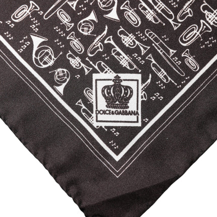 Dolce & Gabbana Brown Jazz Club Square Handkerchief Men 32cm x 31cm Scarf