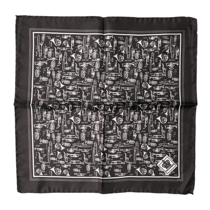 Dolce & Gabbana Brown Jazz Club Square Handkerchief Men 32cm x 31cm Scarf
