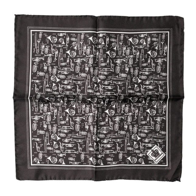 Dolce & Gabbana Brown Jazz Club Square Handkerchief Men 32cm x 31cm Scarf