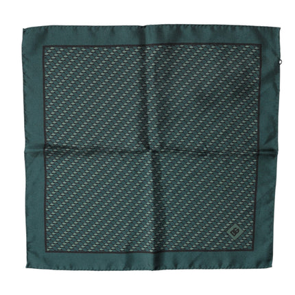 Dolce & Gabbana Dark Green Silk Patterned Handkerchief 32cm x 31cm Scarf