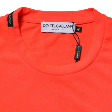 Dolce & Gabbana Neon Orange Polyester Crew Neck Men T-shirt