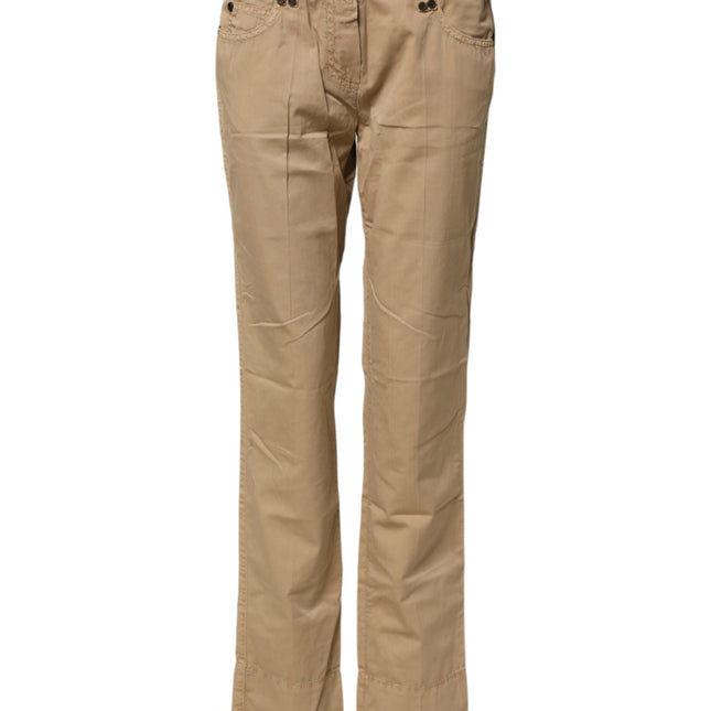 PLEIN SUD Beige Straight Cotton Stretch Chino Pants
