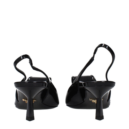Prada Black Leather Stiletto Heel Sandals