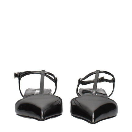 Prada Gray Leather Flat Sandals
