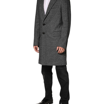 Dolce & Gabbana Gray Wool Blend Long Trench Coat Men Jacket