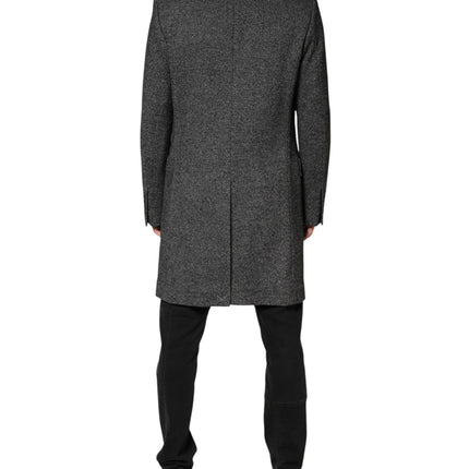 Dolce & Gabbana Gray Wool Blend Long Trench Coat Men Jacket