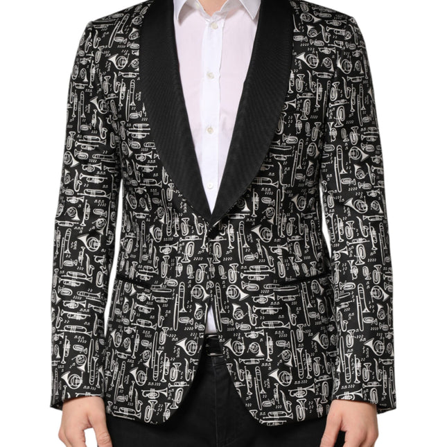 Dolce & Gabbana Black Jazz Club Silk Single Breasted Blazer