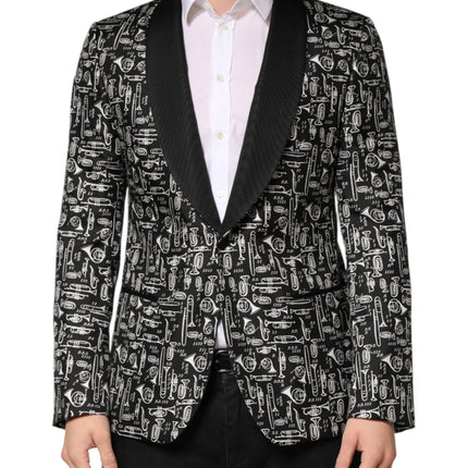 Dolce & Gabbana Black Jazz Club Silk Single Breasted Blazer