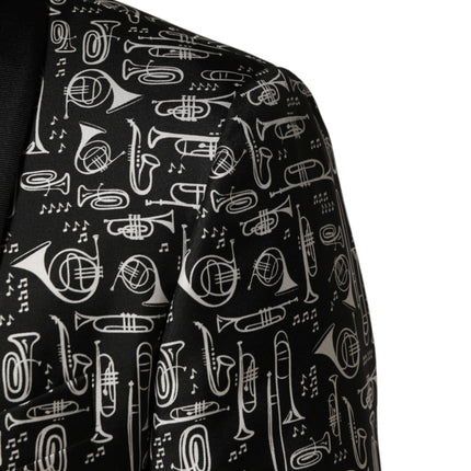 Dolce & Gabbana Black Jazz Club Silk Single Breasted Blazer