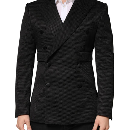 Dolce & Gabbana Black Cotton Double Breasted 2 Button Blazer