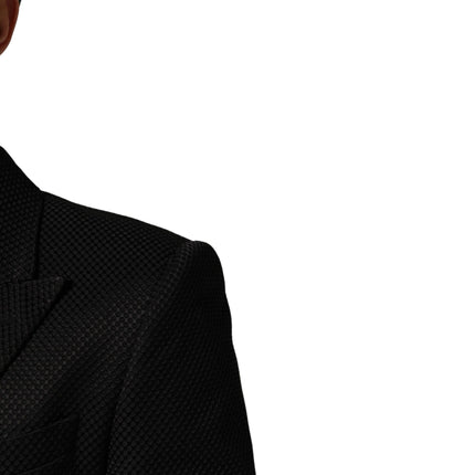Dolce & Gabbana Black Cotton Double Breasted 2 Button Blazer