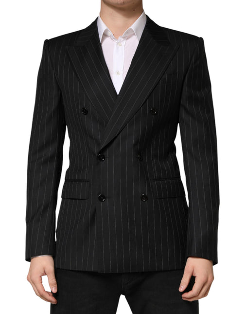 Dolce & Gabbana Black Stripes Double Breasted 2Button Blazer
