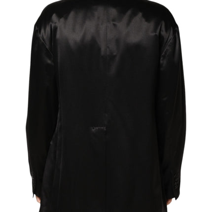 Dolce & Gabbana Black Silk Double Breasted 2 Button Blazer