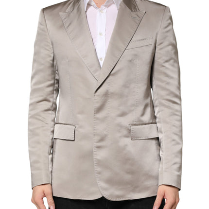 Dolce & Gabbana Beige Silk Single Breasted Jacket Men Blazer