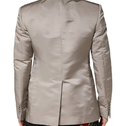 Dolce & Gabbana Beige Silk Single Breasted Jacket Men Blazer