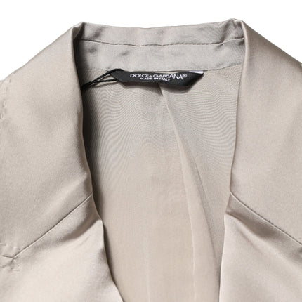 Dolce & Gabbana Beige Silk Single Breasted Jacket Men Blazer